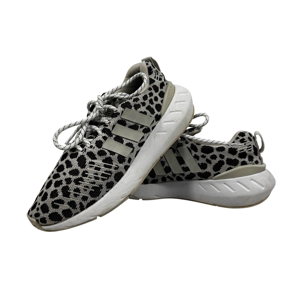Adidas Originals‎ Leopard Print Knit Sneakers Women's US 8 White Black